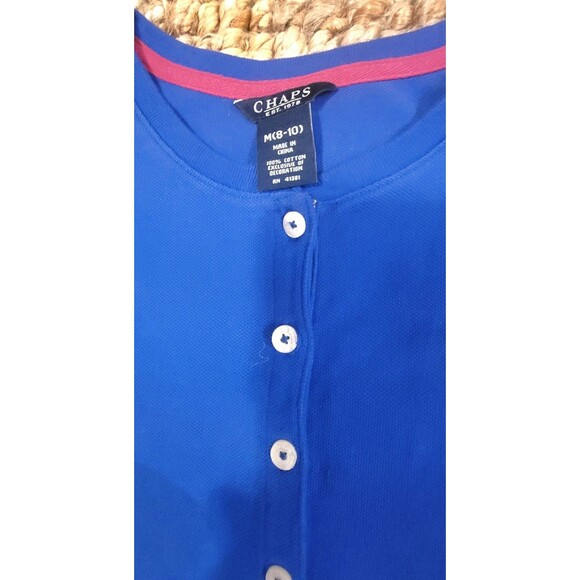 Ralph Lauren Chaps Dress Blue Double Ruffle hem Henley Cotton Girls M 8-10 NICE! - Picture 9 of 12